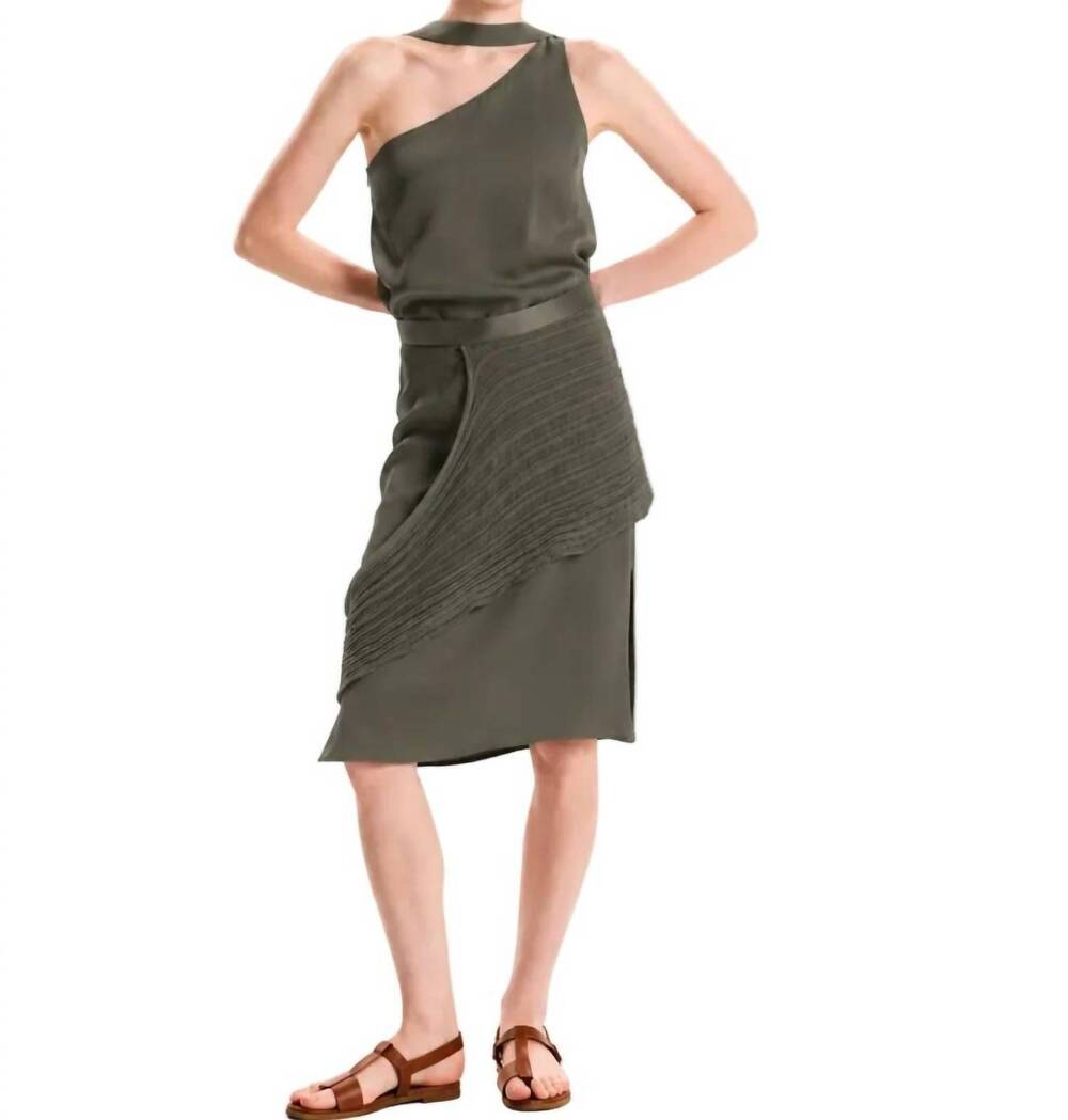 NEW KOURBELA one-shoulder dress with pannel in green